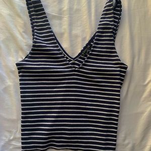 Stripped v-neck crop top- express